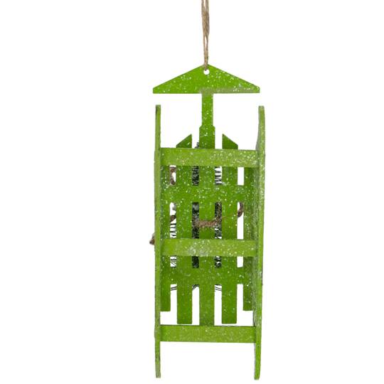 Green Wood Sled & Pine Tree Christmas Ornament